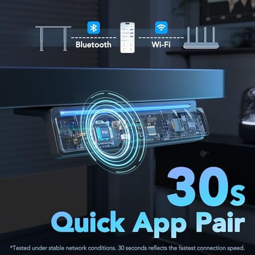 HUANUO 48 x 24 Electric Standing Desk Adjustable Height  4 Memory Height Settings  Headphone Hook  Cable Manager  Sit Stand Up Desk for Home Office & Computer Workstation  Black