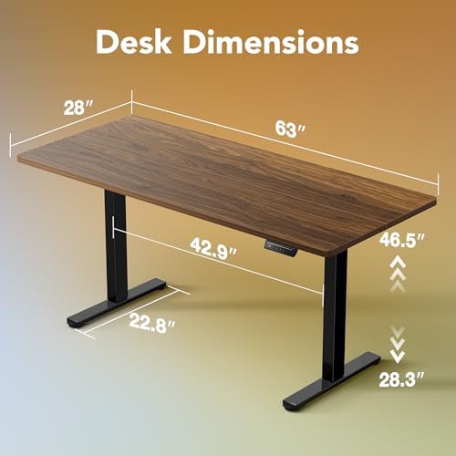 HUANUO 48 x 24 Electric Standing Desk Adjustable Height  4 Memory Height Settings  Headphone Hook  Cable Manager  Sit Stand Up Desk for Home Office & Computer Workstation  Black