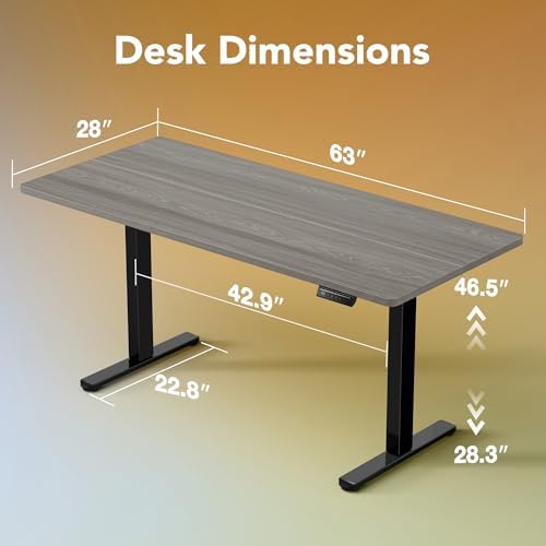 HUANUO 48 x 24 Electric Standing Desk Adjustable Height  4 Memory Height Settings  Headphone Hook  Cable Manager  Sit Stand Up Desk for Home Office & Computer Workstation  Black