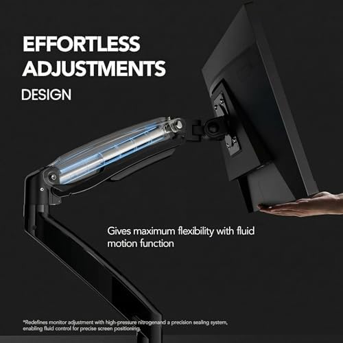 HUANUO NITROGLIDE™ Soporte de monitor dual para 13 ″ – 40 ″, soporte de monitor doble premium con USB, soporte de monitor ajustable en altura para 2 monitores, montaje VESA con base de abrazadera/ojal