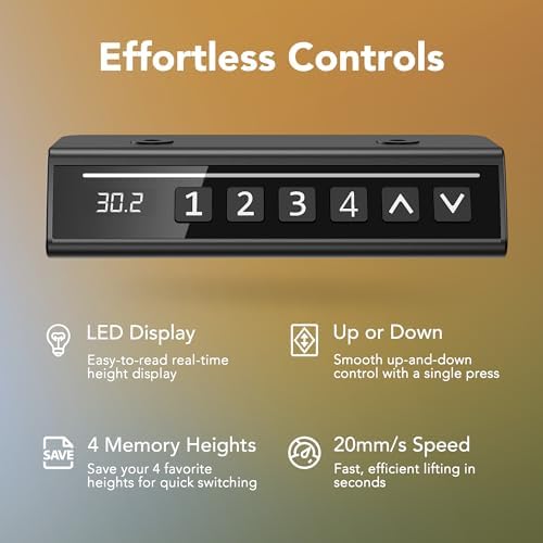 HUANUO Electric Standing Desk 48 x 24 Height Adjustable Desk  4 Memory Height Settings  Sit to Stand Up Desk for Home Office  with Headphone Hook  Cable Manager  Black