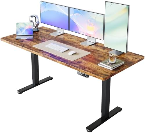 HUANUO Electric Standing Desk 48 x 24 Height Adjustable Desk  4 Memory Height Settings  Sit to Stand Up Desk for Home Office  with Headphone Hook  Cable Manager  Black