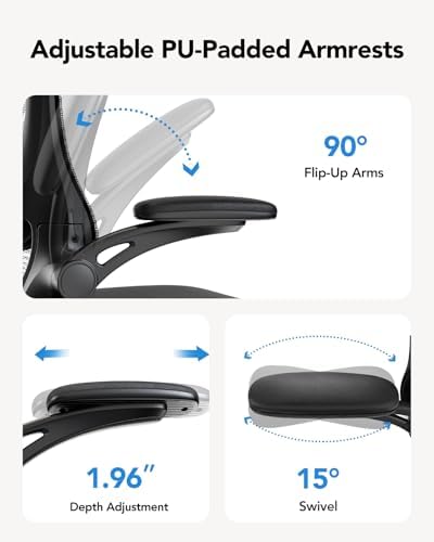 HUANUO Ergonomic Office Chair  High Back Computer Desk Chair with Adjustable Lumbar Support and Headrest  Comfy Gaming Chair with 3D Armrests  Home Office Rolling Chair  Max Load 300 lbs
