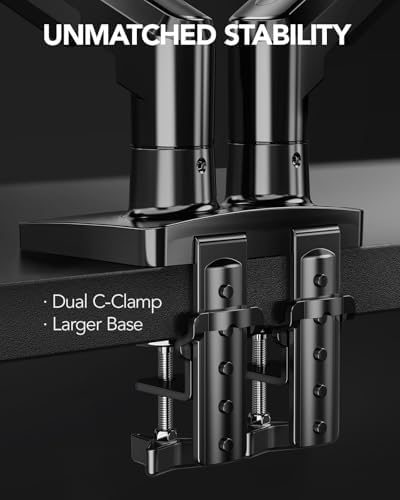 HUANUO FlowLift  Dual Monitor Stand  Fully Adjustable Gaming Monitor Desk Mount for 13 32  Computer Screens  Full Motion VESA 75x75/100x100 with C Clamp & Grommet Base  Each Arm Holds 4 4 to 19 8 lbs