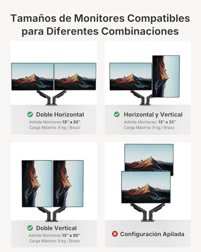 HUANUO FlowLift  Dual Monitor Stand  Fully Adjustable Gaming Monitor Desk Mount for 13 32  Computer Screens  Full Motion VESA 75x75/100x100 with C Clamp & Grommet Base  Each Arm Holds 4 4 to 19 8 lbs