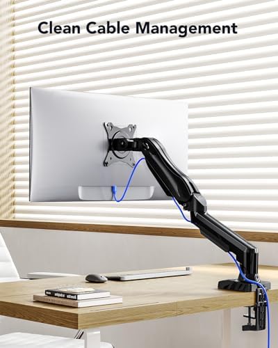HUANUO FlowLift  Single Monitor Mount  13 to 32 Inch Monitor Arm  Adjustable Monitor Stand  Vesa Mount with Clamp and Grommet Base   Fits 4 4 to 19 8lbs LCD Computer Monitors