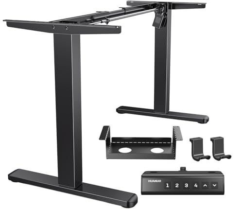 HUANUO Standing Desk Frame with 220lbs Powerful Brushless Motor  Thick T Shaped Adjustable Desk Legs Made of Automotive Grade Steel  for Max 75  x 35  Desktop  for Home Office  Black Frame Only