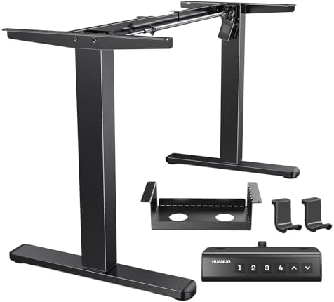 HUANUO Standing Desk Frame with 220lbs Powerful Brushless Motor  Thick T Shaped Adjustable Desk Legs Made of Automotive Grade Steel  for Max 75  x 35  Desktop  for Home Office  Black Frame Only