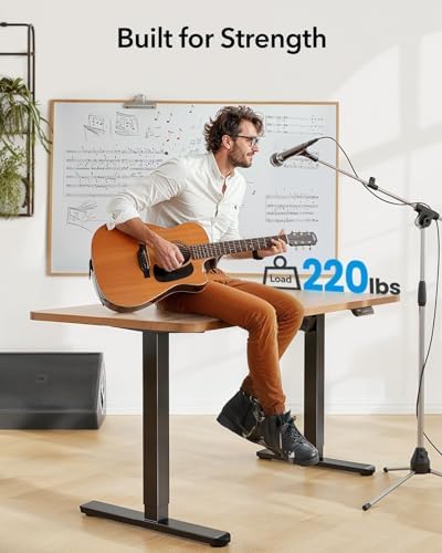 HUANUO Standing Desk Frame with 220lbs Powerful Brushless Motor  Thick T Shaped Adjustable Desk Legs Made of Automotive Grade Steel  for Max 75  x 35  Desktop  for Home Office  Black Frame Only