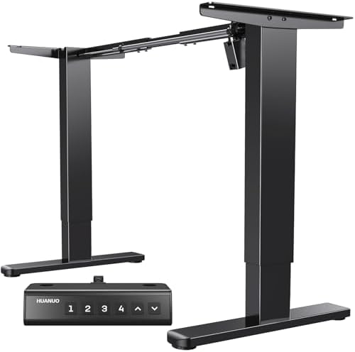 HUANUO Standing Desk Frame with 220lbs Powerful Brushless Motor  Thick T Shaped Adjustable Desk Legs Made of Automotive Grade Steel  for Max 75  x 35  Desktop  for Home Office  Black Frame Only