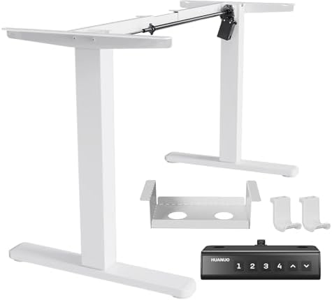 HUANUO Standing Desk Frame with 220lbs Powerful Brushless Motor  Thick T Shaped Adjustable Desk Legs Made of Automotive Grade Steel  for Max 75  x 35  Desktop  for Home Office  Black Frame Only