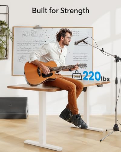 HUANUO Standing Desk Frame with 220lbs Powerful Brushless Motor  Thick T Shaped Adjustable Desk Legs Made of Automotive Grade Steel  for Max 75  x 35  Desktop  for Home Office  Black Frame Only