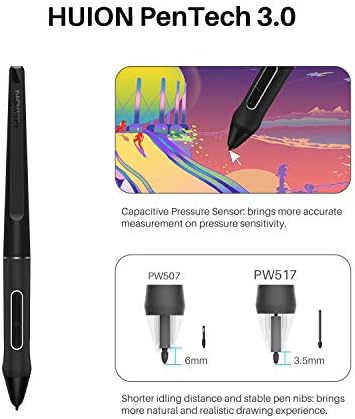 HUION KAMVAS 22 Tableta de dibujo con pantalla 120% sRGB PW517 soporte ajustable sin batería, lápiz capacitivo de 21.5 pulgadas para Windows PC, Mac, Android