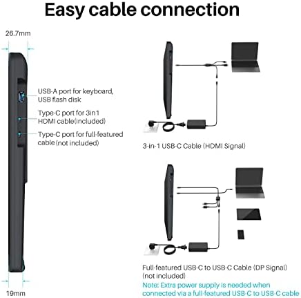HUION KAMVAS 22 Tableta de dibujo con pantalla 120% sRGB PW517 soporte ajustable sin batería, lápiz capacitivo de 21.5 pulgadas para Windows PC, Mac, Android