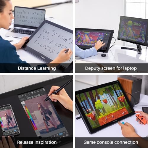 HUION KAMVAS 22 Tableta de dibujo con pantalla 120% sRGB PW517 soporte ajustable sin batería, lápiz capacitivo de 21.5 pulgadas para Windows PC, Mac, Android
