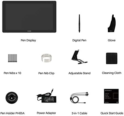 HUION KAMVAS 22 Tableta de dibujo con pantalla 120% sRGB PW517 soporte ajustable sin batería, lápiz capacitivo de 21.5 pulgadas para Windows PC, Mac, Android