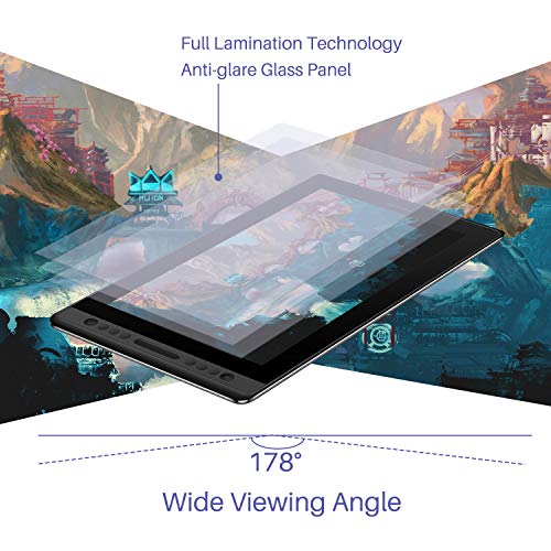 HUION KAMVAS Pro 16 Graphics Drawing Tablet with Screen Full Laminated Graphics Monitor with Battery Free Stylus Tilt 8192 Pen Pressure 6 Hot Keys Touch Bar   15 6inch Graphic Tablet for PC/MAC/Linux