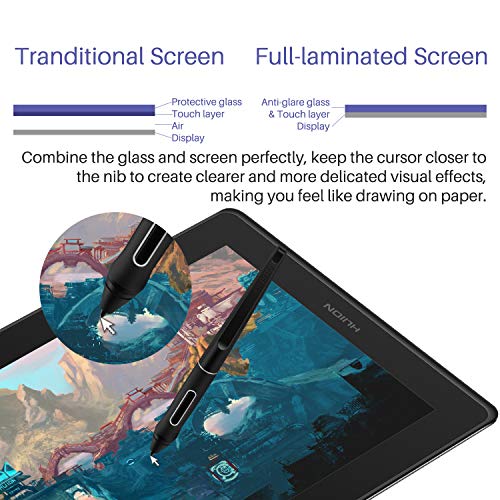 HUION KAMVAS Pro 16 Graphics Drawing Tablet with Screen Full Laminated Graphics Monitor with Battery Free Stylus Tilt 8192 Pen Pressure 6 Hot Keys Touch Bar 15 6inch Graphic Tablet for PC/MAC/Linux