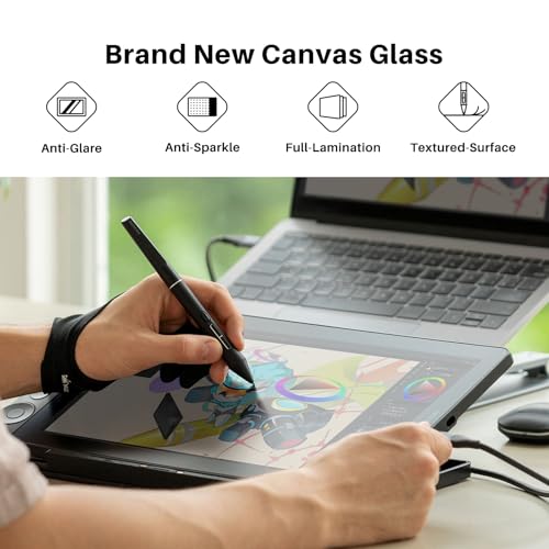 HUION Kamvas 13  Gen 3  Drawing Tablet with Screen  13 3 inch Full Laminated Art Tablet with Anti Sparkle Canvas Glass  99  sRGB  PenTech 4 0  16384 Pen Pressure  Dual Dials for Digital Art  Black