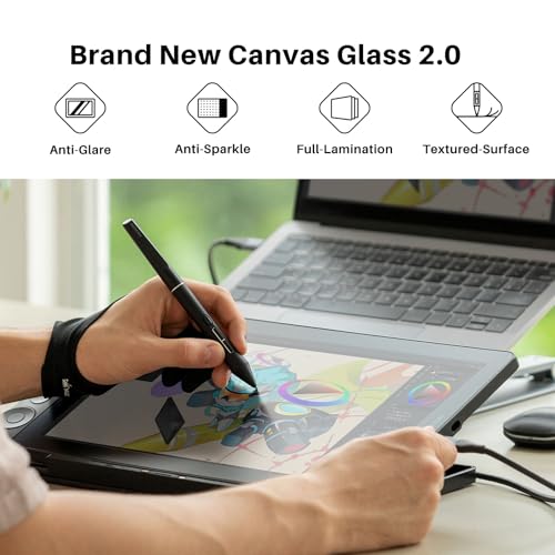 HUION Kamvas 13  Gen 3  Drawing Tablet with Screen 13 3 Full Laminated Art Tablet with Anti Sparkle Canvas Glass 2 0  99  sRGB  PenTech 4 0  16384 Pen Pressure  Dual Dial for PC  Mac  Android  Black