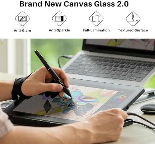 HUION Kamvas 13  Gen 3  Drawing Tablet with Screen 13 3 Full Laminated Art Tablet with Anti Sparkle Canvas Glass 2 0  99  sRGB  PenTech 4 0  16384 Pen Pressure  Dual Dial for PC  Mac  Android  Black