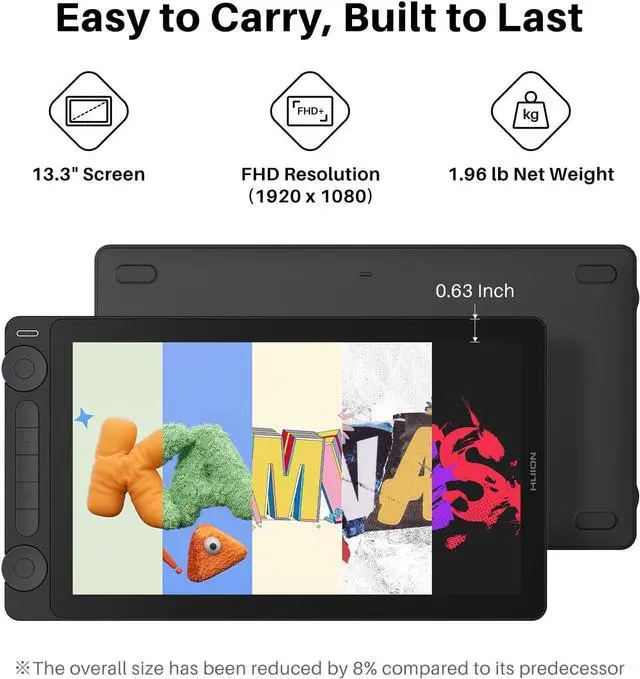 HUION Kamvas 13  Gen 3  Drawing Tablet with Screen  13 3 inch Full Laminated Art Tablet with Anti Sparkle Canvas Glass  99  sRGB  PenTech 4 0  16384 Pen Pressure  Dual Dials for Digital Art  Blackkamvas 13 gen 3kamvas 13 gen 3