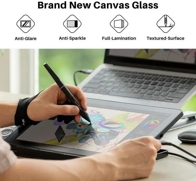 HUION Kamvas 13  Gen 3  Drawing Tablet with Screen 13 3" Full Laminated Art Tablet with Anti Sparkle Canvas Glass 2 0  99  sRGB  PenTech 4 0  16384 Pen Pressure  Dual Dial for PC  Mac  Android  Black