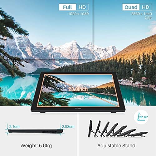 HUION Kamvas 22 Plus QLED Drawing Tablet with Full Laminated Screen USB C Connection 140  sRGB Tilt  21 5 inch Graphics Art Tablet for Artist & Designer  Work with Mac  Windows  Linux & Android Black