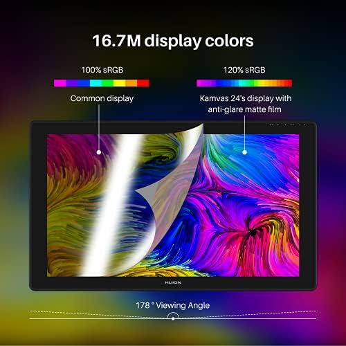 HUION Kamvas 22 Plus QLED Drawing Tablet with Full Laminated Screen USB C Connection 140  sRGB Tilt  21 5 inch Graphics Art Tablet for Artist & Designer  Work with Mac  Windows  Linux & Android Black