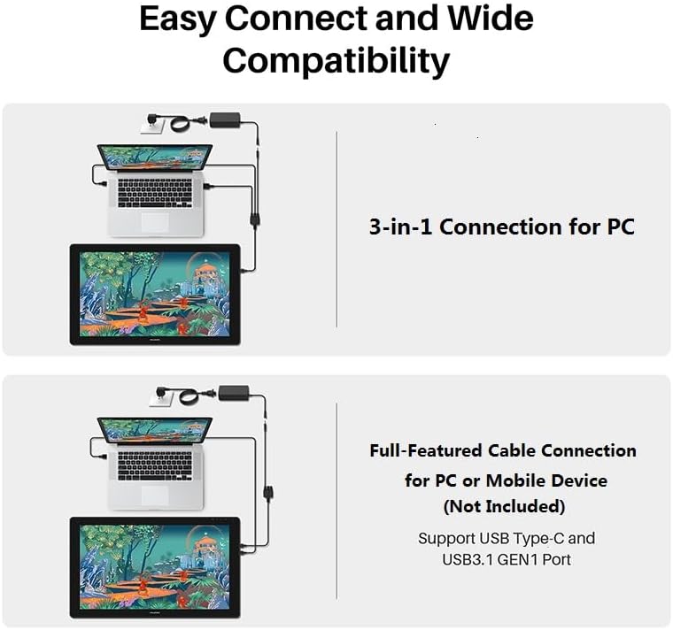 HUION Kamvas 22 Plus QLED Drawing Tablet with Full Laminated Screen USB C Connection 140  sRGB Tilt  21 5 inch Graphics Art Tablet for Artist & Designer  Work with Mac  Windows  Linux & Android Black