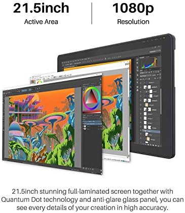 HUION Kamvas 22 Plus QLED Drawing Tablet with Full Laminated Screen USB C Connection 140  sRGB Tilt  21 5 inch Graphics Art Tablet for Artist & Designer  Work with Mac  Windows  Linux & Android Black