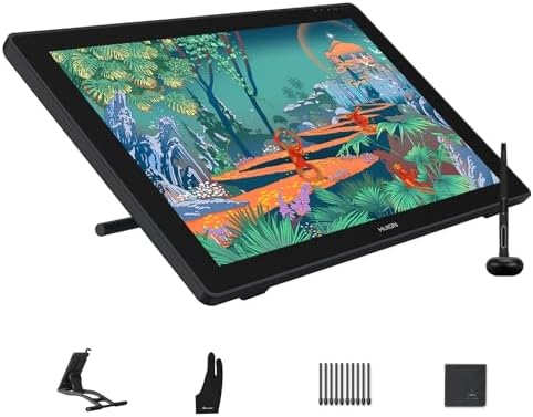 HUION Kamvas 22 Plus QLED Drawing Tablet with Full Laminated Screen USB C Connection 140  sRGB Tilt  21 5 inch Graphics Art Tablet for Artist & Designer  Work with Mac  Windows  Linux & Android Black