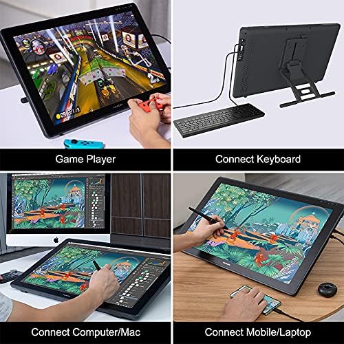 HUION Kamvas 22 Plus QLED Drawing Tablet with Full Laminated Screen USB C Connection 140  sRGB Tilt  21 5 inch Graphics Art Tablet for Artist & Designer  Work with Mac  Windows  Linux & Android Black