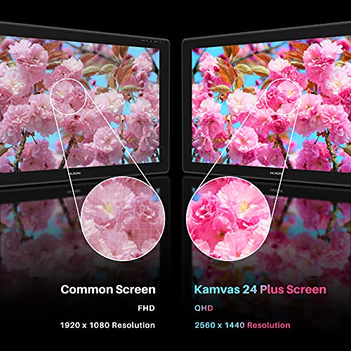 HUION Kamvas 24 Plus 2 5K QHD Graphic Drawing Tablet with Screen 140 sRGB Full Laminated QD Drawing Monitor with Battery Free Stylus 8192 Pen Pressure Tilt for PC Mac Android 23 8inch Pen Display