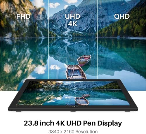 HUION Kamvas Pro 24 4K UHD Graphics Drawing Tablet with Full Laminated Screen Anti Glare Glass 140  sRGB   Battery Free Stylus 8192 Pen Pressure and Wireless Express Key  23 8 Inch Black