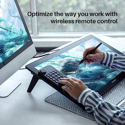 HUION Kamvas Pro 24 4K UHD Graphics Drawing Tablet with Full Laminated Screen Anti Glare Glass 140  sRGB   Battery Free Stylus 8192 Pen Pressure and Wireless Express Key  23 8 Inch Black