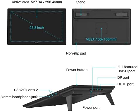 HUION Kamvas Pro 24 4K UHD Graphics Drawing Tablet with Full Laminated Screen Anti Glare Glass 140  sRGB   Battery Free Stylus 8192 Pen Pressure and Wireless Express Key  23 8 Inch Black