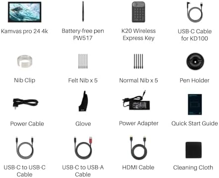 HUION Kamvas Pro 24 4K UHD Graphics Drawing Tablet with Full Laminated Screen Anti Glare Glass 140  sRGB   Battery Free Stylus 8192 Pen Pressure and Wireless Express Key  23 8 Inch Black