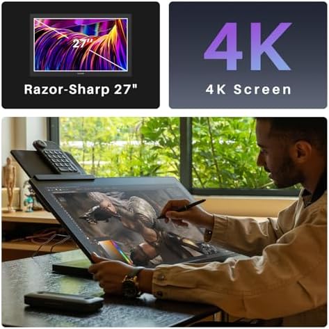 HUION Kamvas Pro 24 4K UHD Graphics Drawing Tablet with Full Laminated Screen Anti Glare Glass 140  sRGB   Battery Free Stylus 8192 Pen Pressure and Wireless Express Key  23 8 Inch Black