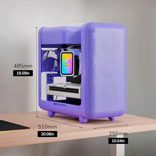 HYTE X50   Modern Performance ATX Mid Tower Gaming PC Case   Optimized High Airflow Chassis   4mm Thick  Curved  Laminated Acoustic Glass   Micro Mesh Panel w Sturdy Stamped Steel   Taro Milk  Purple 