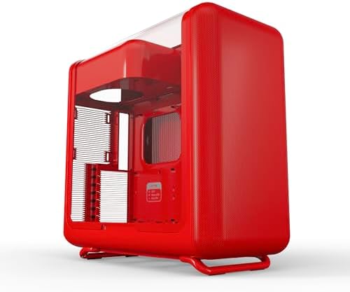 HYTE X50   Modern Performance ATX Mid Tower Gaming PC Case   Optimized High Airflow Chassis   4mm Thick  Curved  Laminated Acoustic Glass   Micro Mesh Panels w Sturdy Stamped Steel   Wild Cherry  Red 