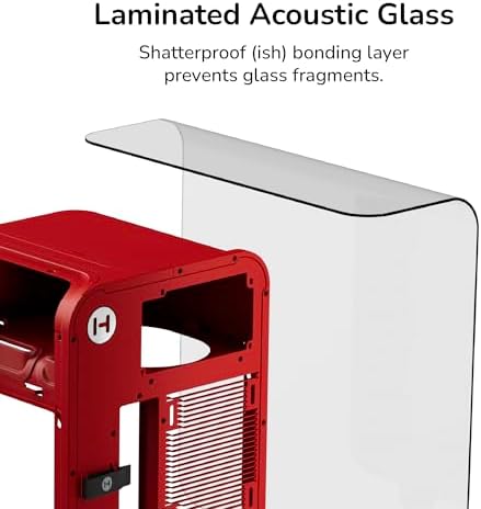 HYTE X50   Modern Performance ATX Mid Tower Gaming PC Case   Optimized High Airflow Chassis   4mm Thick  Curved  Laminated Acoustic Glass   Micro Mesh Panels w Sturdy Stamped Steel   Wild Cherry  Red 