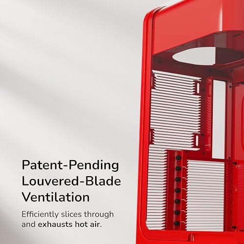 HYTE X50   Modern Performance ATX Mid Tower Gaming PC Case   Optimized High Airflow Chassis   4mm Thick  Curved  Laminated Acoustic Glass   Micro Mesh Panels w Sturdy Stamped Steel   Wild Cherry  Red 