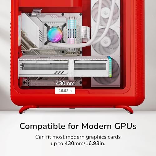 HYTE X50   Modern Performance ATX Mid Tower Gaming PC Case   Optimized High Airflow Chassis   4mm Thick  Curved  Laminated Acoustic Glass   Micro Mesh Panels w Sturdy Stamped Steel   Wild Cherry  Red 