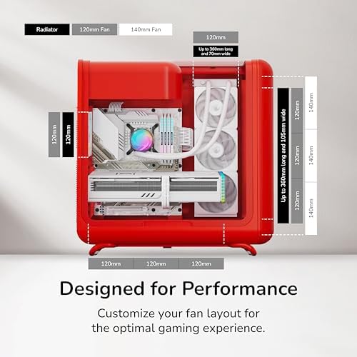 HYTE X50   Modern Performance ATX Mid Tower Gaming PC Case   Optimized High Airflow Chassis   4mm Thick  Curved  Laminated Acoustic Glass   Micro Mesh Panels w Sturdy Stamped Steel   Wild Cherry  Red 