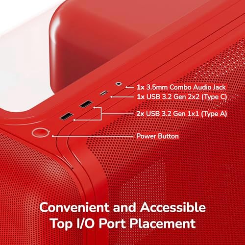 HYTE X50   Modern Performance ATX Mid Tower Gaming PC Case   Optimized High Airflow Chassis   4mm Thick  Curved  Laminated Acoustic Glass   Micro Mesh Panels w Sturdy Stamped Steel   Wild Cherry  Red 
