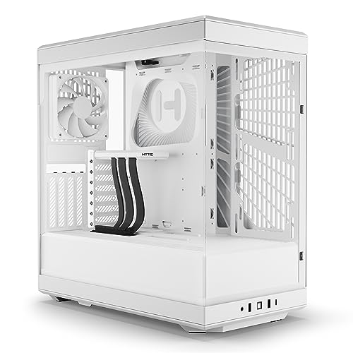 HYTE Y40 Modern Aesthetic Panoramic Tempered Glass Mid Tower ATX Computer Gaming Case with PCIE 4 0 Riser Cable Included  Snow White  CS HYTE Y40 WW 