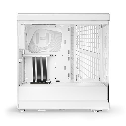 HYTE Y40 Modern Aesthetic Panoramic Tempered Glass Mid Tower ATX Computer Gaming Case with PCIE 4 0 Riser Cable Included  Snow White  CS HYTE Y40 WW 