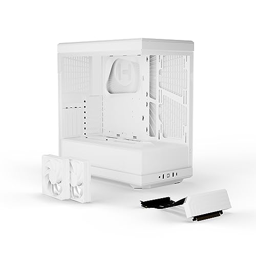 HYTE Y40 Modern Aesthetic Panoramic Tempered Glass Mid Tower ATX Computer Gaming Case with PCIE 4 0 Riser Cable Included  Snow White  CS HYTE Y40 WW 