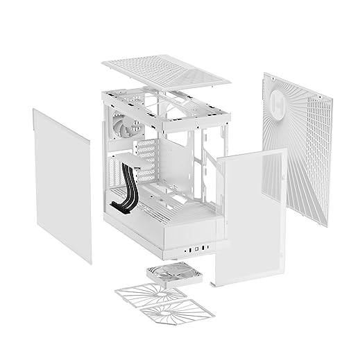 HYTE Y40 Modern Aesthetic Panoramic Tempered Glass Mid Tower ATX Computer Gaming Case with PCIE 4 0 Riser Cable Included  Snow White  CS HYTE Y40 WW 